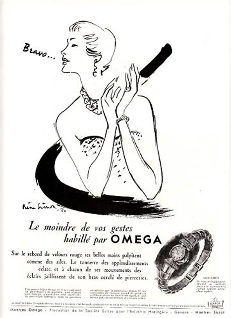 Affiche page publicitaire vintage montre Omega Seamaster de 1956 - Collection