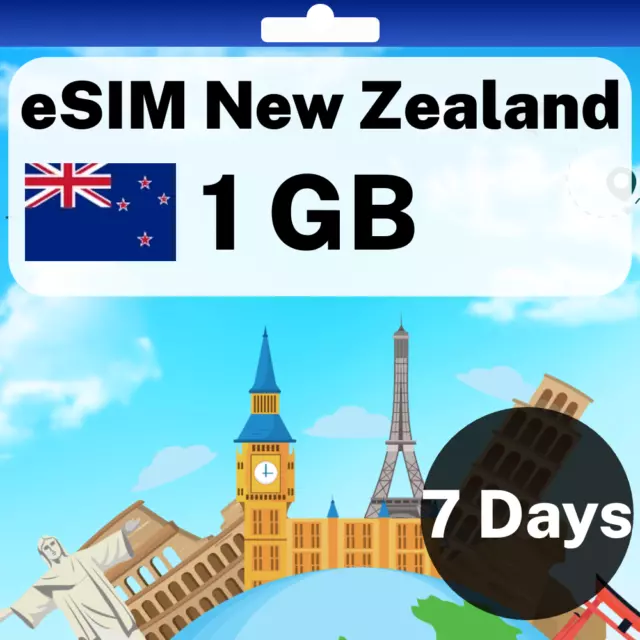 eSIM New Zealand - 1 GB - 7 Days - Travel eSIM | QR code activation