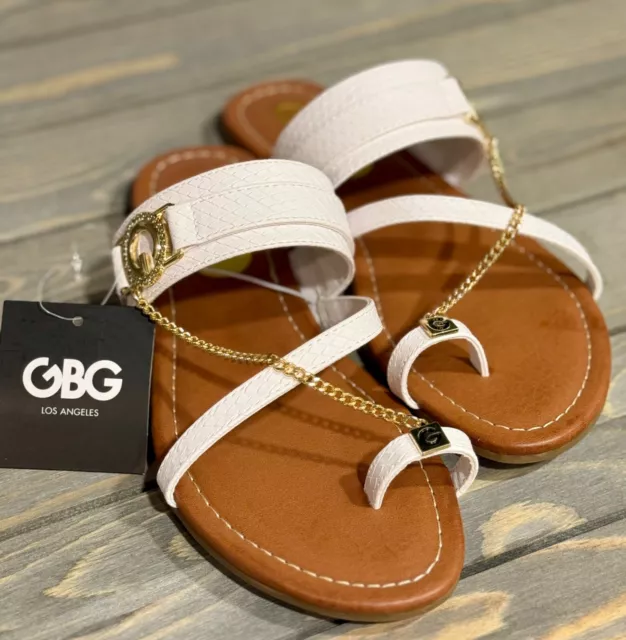 Guess GBG  Los Angeles Lock Chain Sandals Slide Flat Logo Size 8 NWT