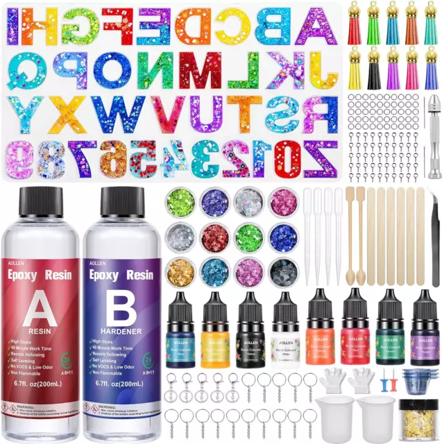 ✅186 Stück Epoxidharz Set 400ml✅Formen Buchstaben Zahlen Epoxy Resin Silikonform