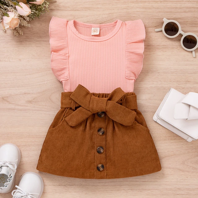 Abiti per bambina vestiti casual t-shirt top + pantaloncini gonne set abito 4