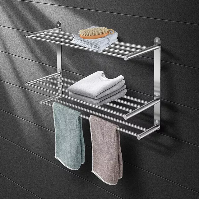 3 Layers Bathroom Wall Mounted Towel Rack Towel Rack For Hotel Stainless Steel