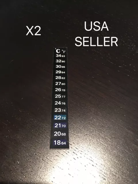 2x Dual Aquarium Fish Tank Thermometer Temperature Sticker Stick-on GOLD betta