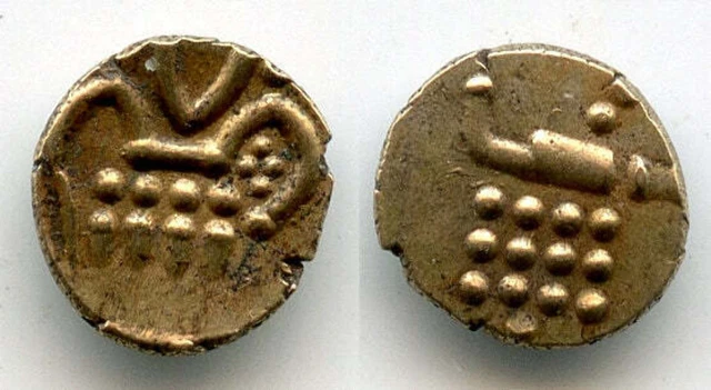 Rare gold fanam minted by the Dutch VOC company in Cochin, ca.1663-1776, South-W