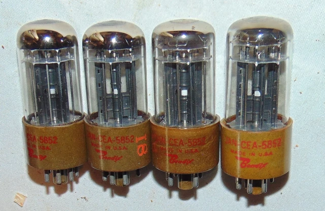 RARE RED LOGO Nos Quad Bendix Jan Cea 5852 Tubes 4 [] Getters Te-5 6X5G ...
