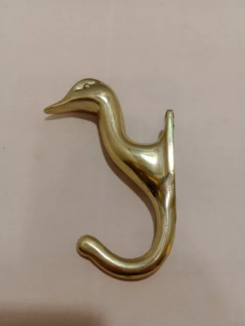 Vintage Brass Duck Head Hat Coat Hanger Curtain Rod Hook 6 Inches