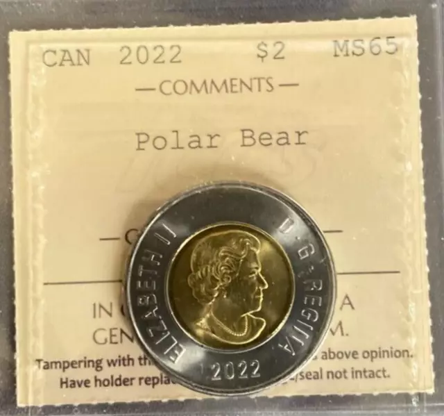 Canada - 2 Dollars - 2022 - Polar Bear - ICCS Certified - MS-65