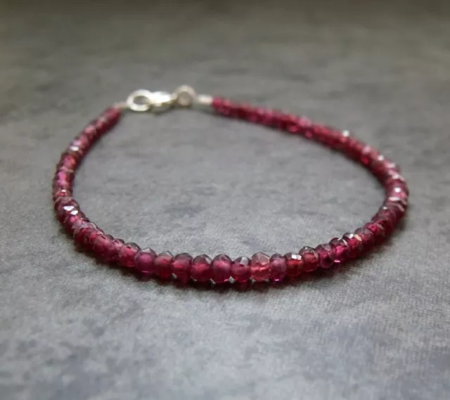 Bracelet En Argent Sterling Rhodolite Grenaty Stack 7 Ns Sans Frais De Port Au Royaume-Uni 2