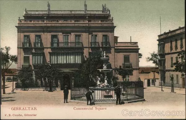 Gibraltar Commercial Square V.B. Cumbo Postcard Vintage Post Card