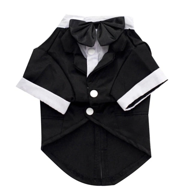 Traje de boda para esmoquin perro Dapper perro mascota disfraz con lazo - negro