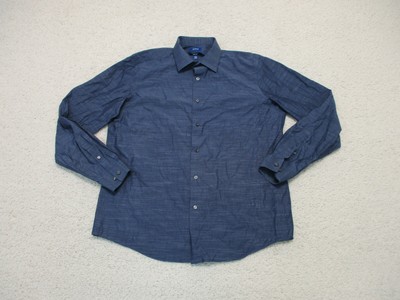 Apt 9 Button Up Shirt Large Adult Blue 16 Dress Premier Flex Slim Fit Logo Mens