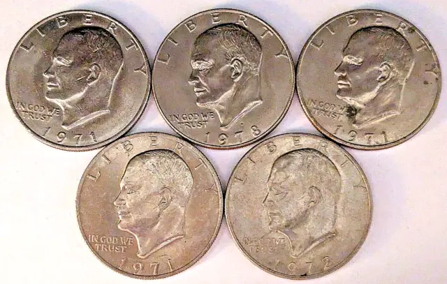 LOT (5) 1976 Eisenhower Dollar Coins excluding 1976~Free Shipping~$5 Face~117