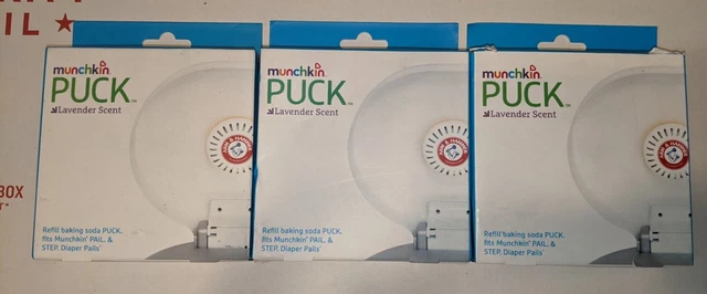 3 - Munchkin Arm & Hammer Puck Baking Soda Diaper Pail Cartridges, Lavender NEW
