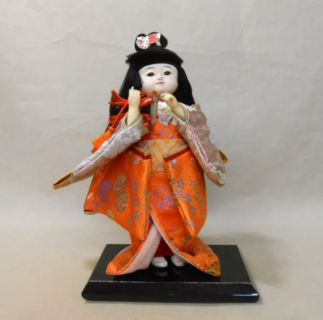 Japanese Vintage Kimono WARABE Doll 32cm  / TSUZUMI Drum