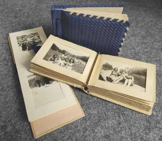 Alte Fotoalben 3 Stück schwarz weiß 103 Fotos Familie Reise