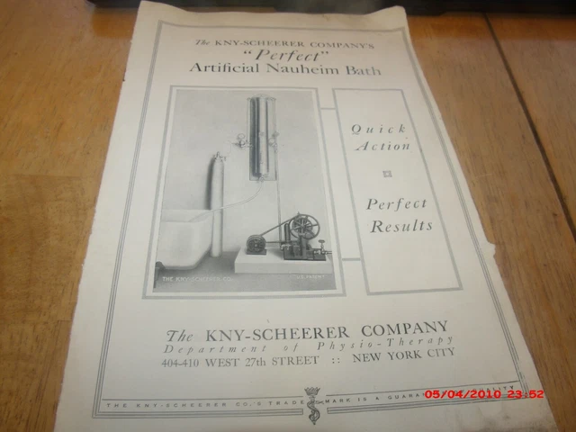 Antique Kny-Scheerer 1915 Artificial Nauheim Bath Booklet with new product lette