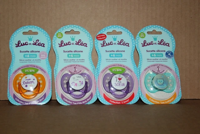 LUC ET LEA  Lot de 4  sucettes bébé Silicone dès 6 mois  Series diverses  (8)