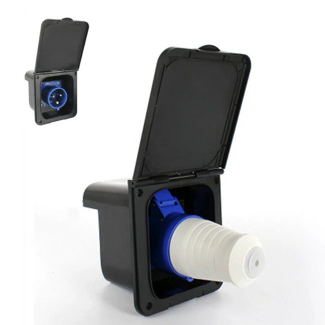 220V-240V 32A Flush Hook Up Plug & Socket For RV Camper Marine External Hook Up