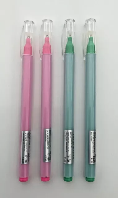 Paperchase Bullet Tip Pens 2 x Green 2 x Pink Pen Set Stationary Craft School