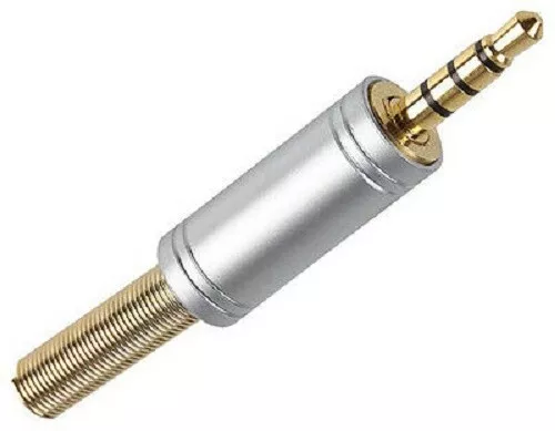 Gold Plated Metal 3.5mm 1/8" Audio Video Jack Plug Connector TRRS 4 Pin Way Pole