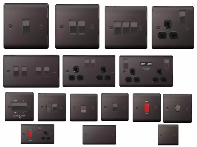 BG Nexus Metal Light Switches & Sockets Electrical Wall USB Insert -Black Nickel