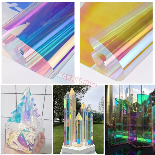 Adhesive Chameleon Rainbow Iridescent Wrap Window Film Glass Sticker Tint PET 2