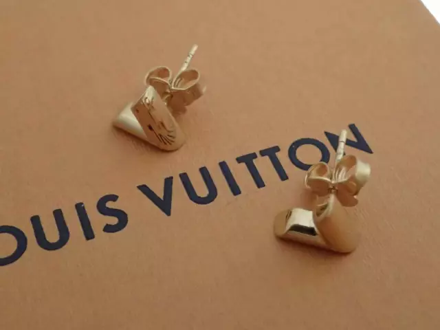 Louis Vuitton Silvertone Strass Essential V Stud Earrings - Yoogi's Closet