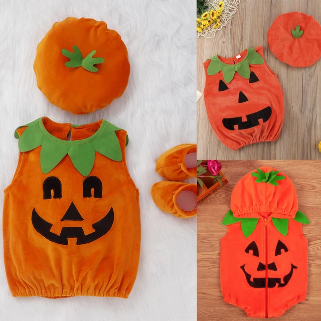 Costume zucca neonato bambina bambino Halloween pumpina pumper scarpe abito cappello