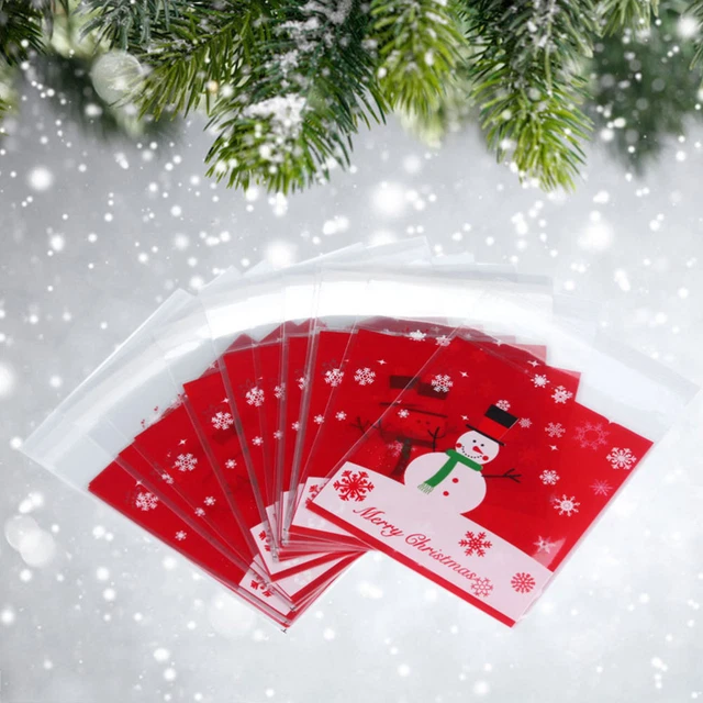 Sacchettini Plastica Trasparenti, Azexcy 60 Pz Sacchetti da Regalo per Natale Sacchetto per