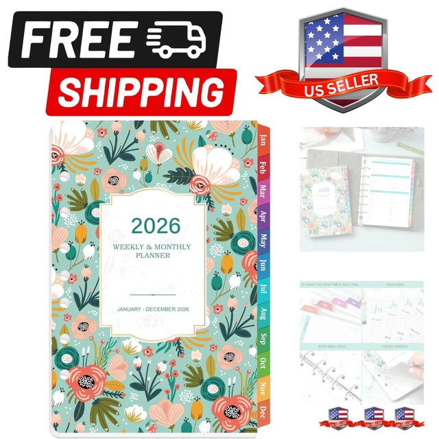 2026 PLANNER REFILLS - 7 Punched Holes 2026 Weekly Monthly Planner ...