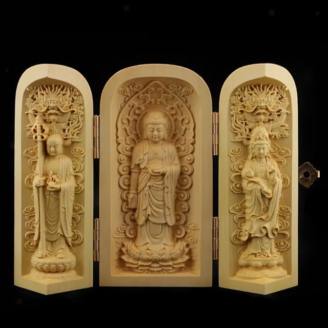 Handcraft Wooden Statue Tibetan Buddha Boxwood Carving  Statue -4