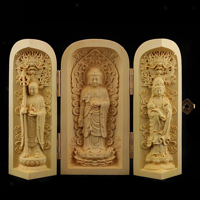 Handcraft Wooden Statue Tibetan Buddha Boxwood Carving  Statue -4