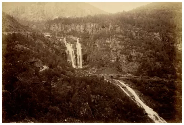 Knud Knudsen, Norge, Skjervefossen Vintage albumen print Tirage albuminé  19