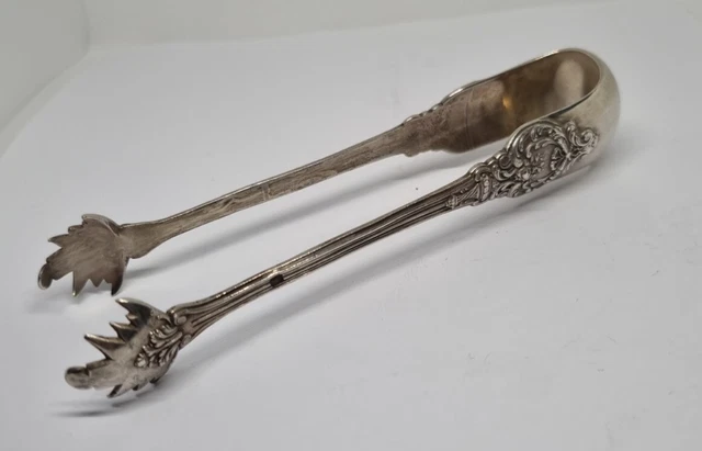 Cuillère Et Pince à Sucre Auelhahn – Argent Massif Vintage – Petit Modèle Ancien