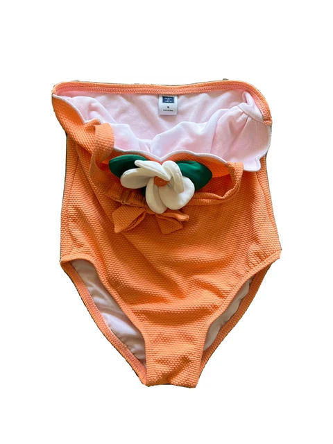Janie and Jack Yellow Swim Bathing Suit One Piece Orange Girls size 5 5T