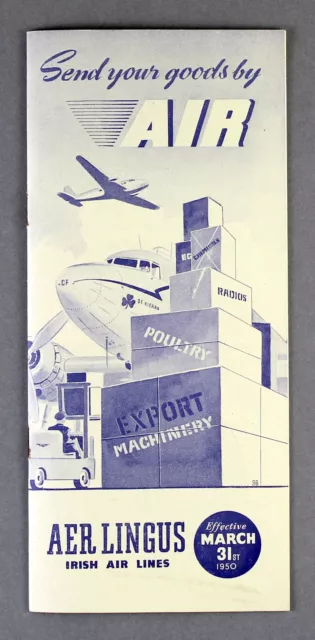 Aer Lingus Vintage Airline Brochure Freight Cargo March 1950 Irish Air Lines