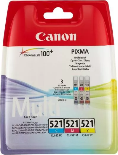 Canon Pixma Tintenpatronen Multipack CLI-521 CMY, original, neu, OVP
