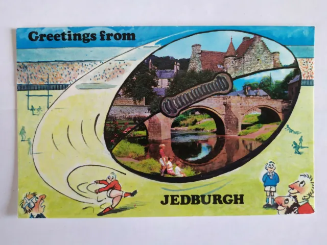 Greetings From Jedburgh Roxburghshire Scotland Picture Postcard