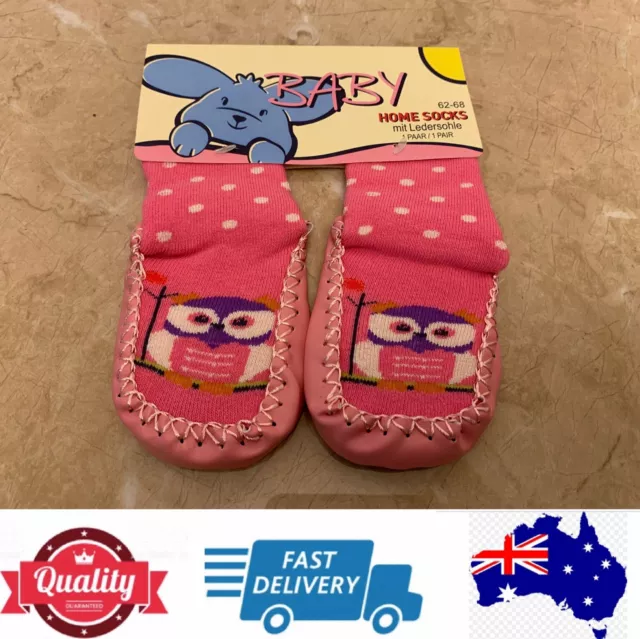 Quality Baby Girl’s Home Socks Little Shoes Warm Comfy Cute Pink Owl,AU Stock