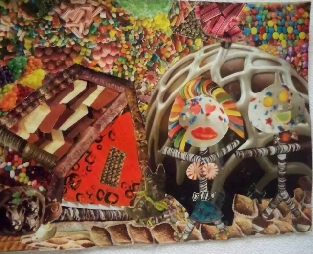 Original art collage "Sweet Romance" by Nancy.  9" x 12"