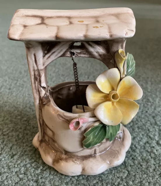 Nuova Capodimonte “Wishing Well” with Bucket Yellow & Pink Floral- Made in Italy