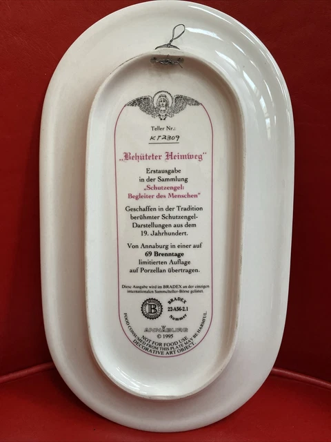 1995 German Bradford Exchange “ Behuteter Heimweg” Collectors Oval Angel Plate 2