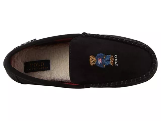 POLO RALPH LAUREN Declan Polo Bear Moccasin Slippers Black Size 9 $32. ...