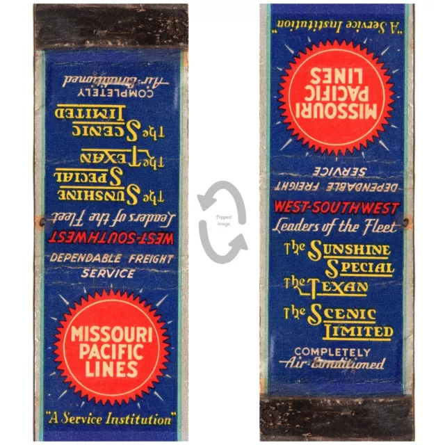Vintage Matchbook Cover Missouri Pacific Lines Railroad Sunshine Special 1930s