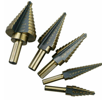 NEW 5PCS / Set HSS Cobalt Hole Metal Step Drill Bit Titanium Cutter Cone 50 Size