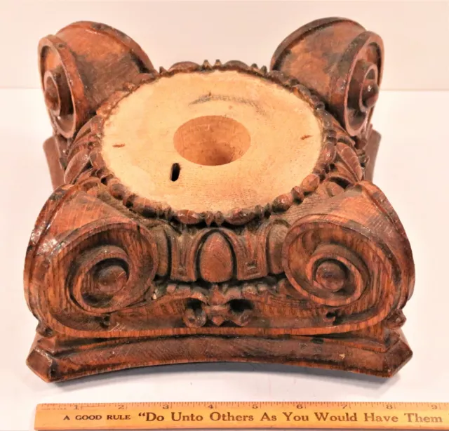 Antique Architectural Salvage Carved Oak Column Capital Top Corinthian 5"