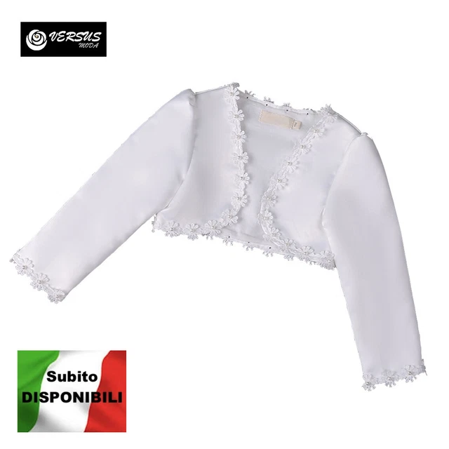 Cardigan Bambina Elegante Con Perline - Bolero Manica Lunga Per Cerimonie - Foto 11