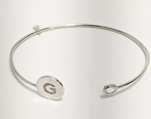 TAI Women's Silver Open Cuff Letter G Bracelet 6 inch Diameter