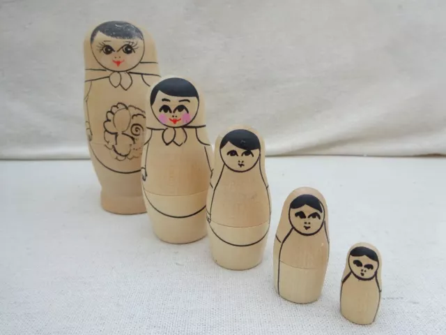 Russian Dolls Craft project Paint Your Own 5 Doll Nest Wood Approx 11 cm