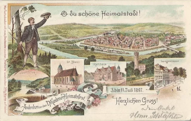 1897,Hannoversch Münden,Ganzsache,Privatganzsache,Heimatfest.Gimte,Hemeln,Bühren